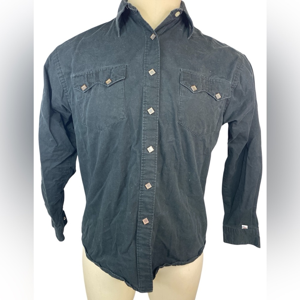 Black Men's Casual Button-Down Western Shirt